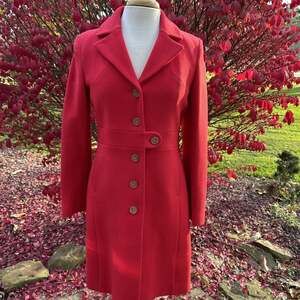 Vintage Y2K J.CREW Lady Day Red Italian Wool Blend Structured Coat 65461 Sz 6